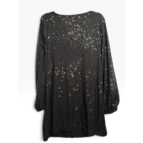 Z Supply Dresses & Skirts - Z SUPPLY Black Sequin Long Sleeve Shift Mini Dress ZD234255 Large